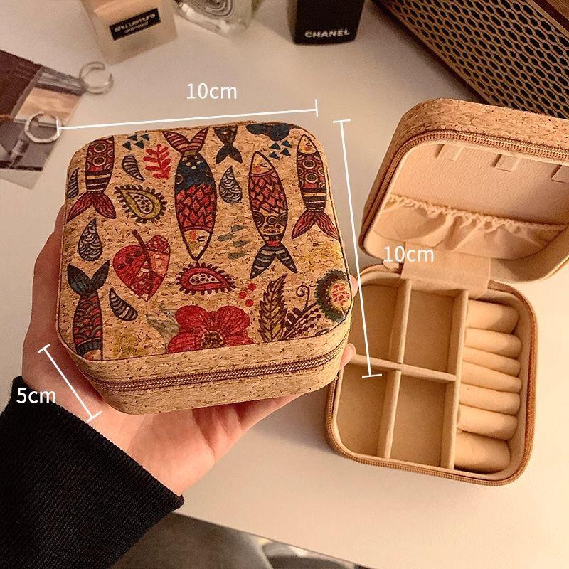 WEINEED Retro Cork Portable Jewelry Box, for Storing Earrings, Rings and Necklaces