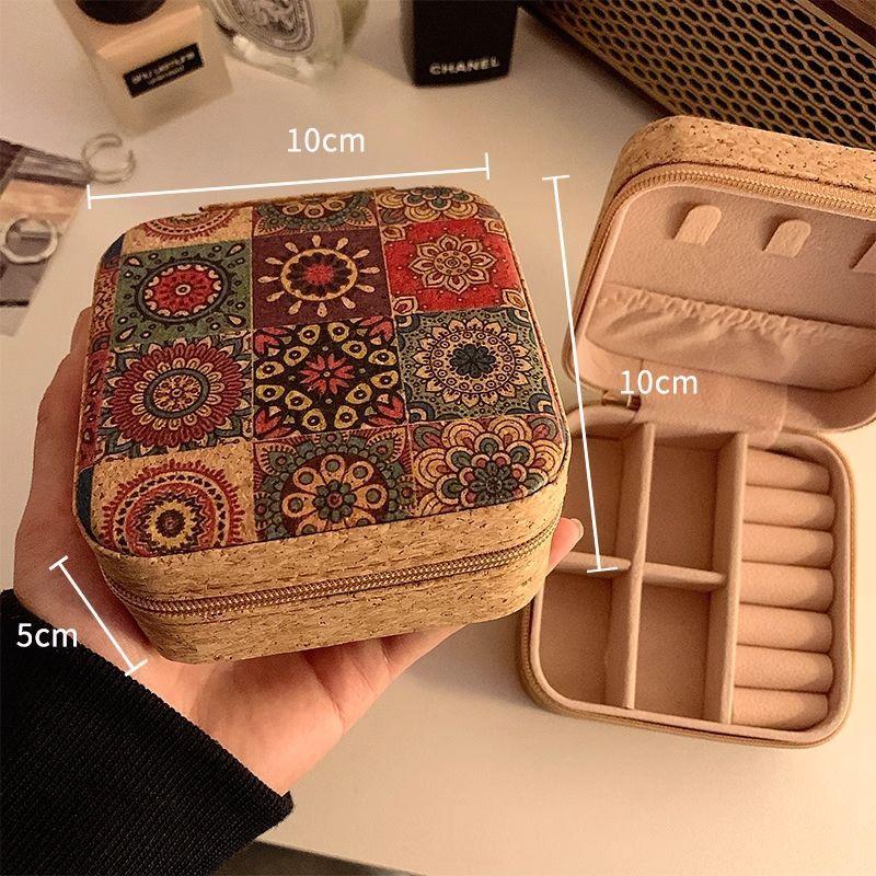 WEINEED Retro Cork Portable Jewelry Box, for Storing Earrings, Rings and Necklaces