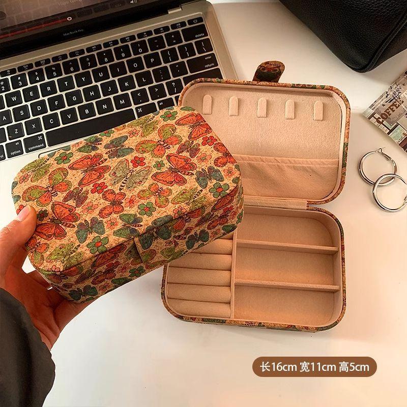 WEINEED Retro Cork Portable Jewelry Box, for Storing Earrings, Rings and Necklaces