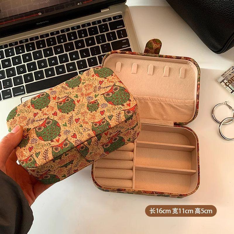 WEINEED Retro Cork Portable Jewelry Box, for Storing Earrings, Rings and Necklaces
