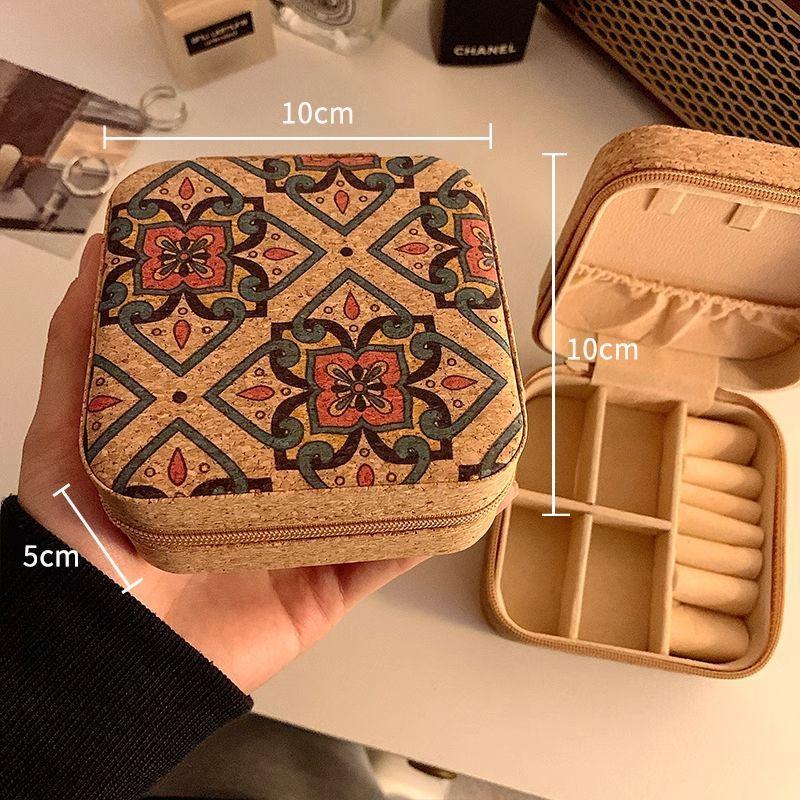 WEINEED Retro Cork Portable Jewelry Box, for Storing Earrings, Rings and Necklaces