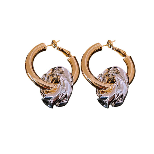 Genuine Gold Plated Silver Pin Earrings, Circle Earrings