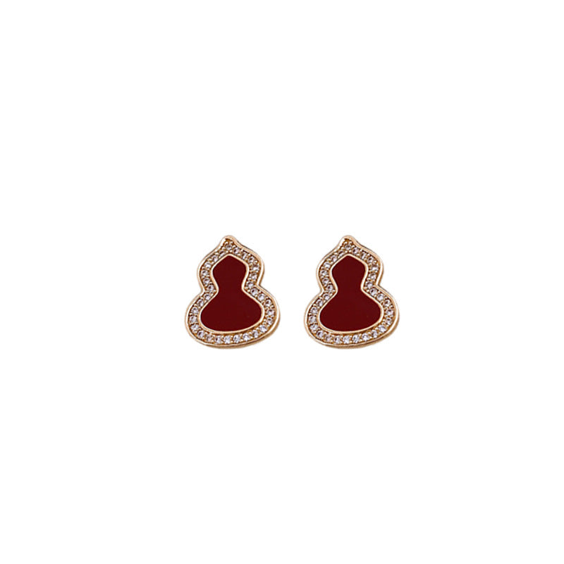 New Chinese Zirconia Earrings, Gourd Earrings Studs