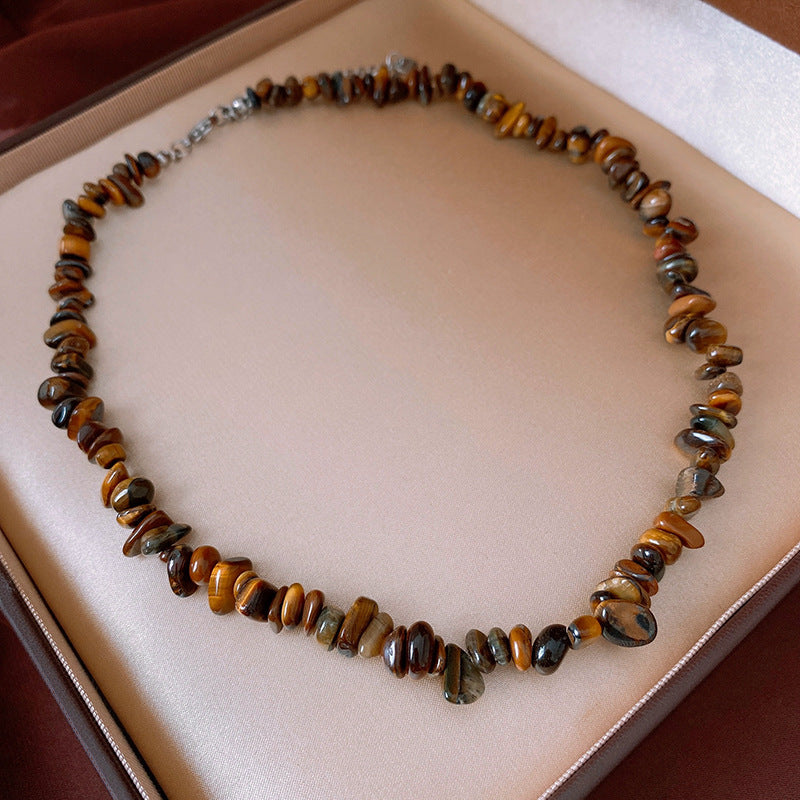 Murad Faux Tiger Eye Necklace, Vintage Sweater Chain