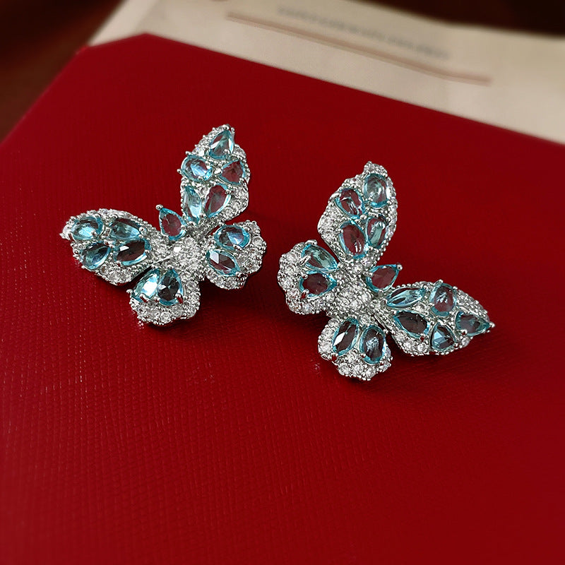 Zirconia Butterfly Earrings, Niche Design Earrings - Several Color Available