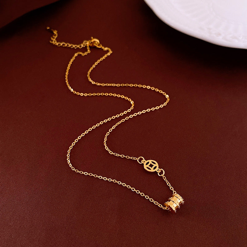 Real Gold Plating Necklace, Cylindrical Copper Necklace