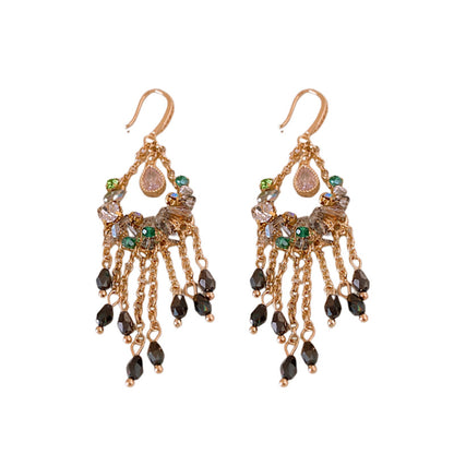 Zirconia Drop Tassel Earrings, Bohemian Vintage Ear Hooks