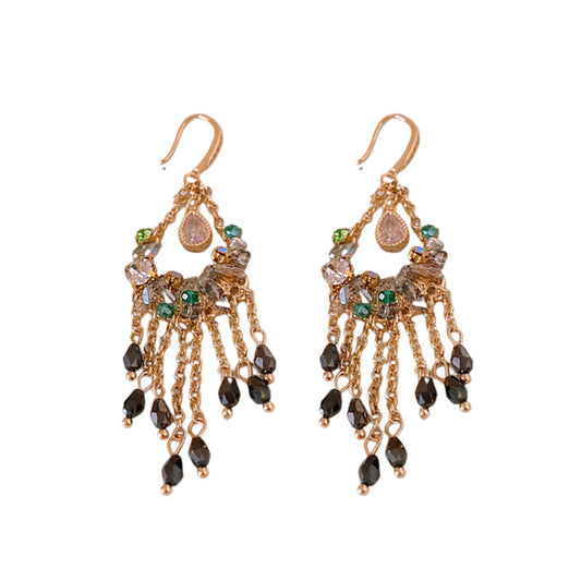 Zirconia Drop Tassel Earrings, Bohemian Vintage Ear Hooks