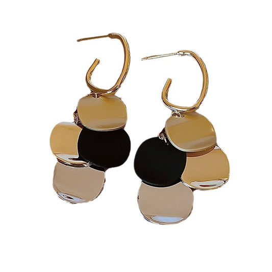 Genuine Gold Plated Earrings With Silver Pin Earrings With Sequins And Tassels