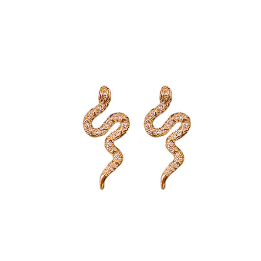 Genuine Gold Plated Silver Pin Earrings, Snake Earrings