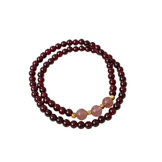 Garnet Strawberry Crystal Bracelet, National Style Bracelet