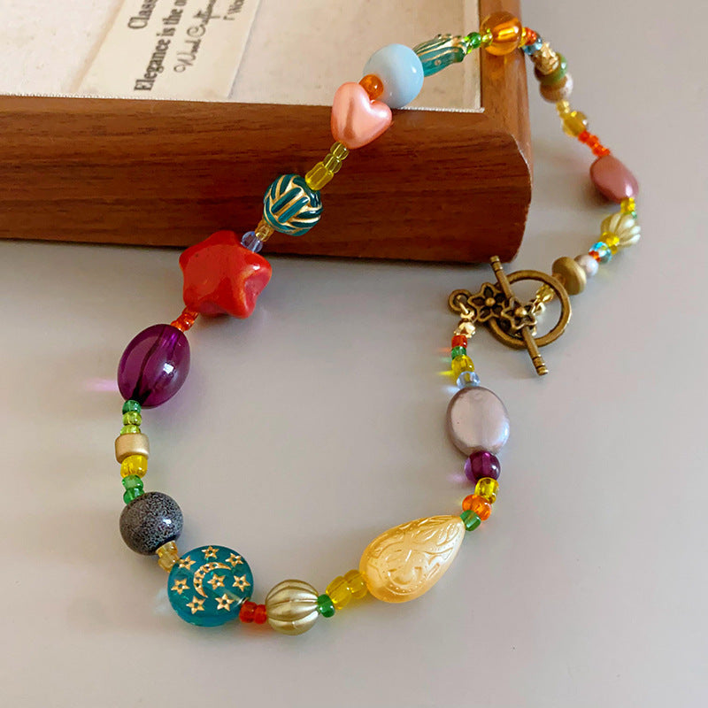 Vintage Floral Dopamine Ceramic Necklace