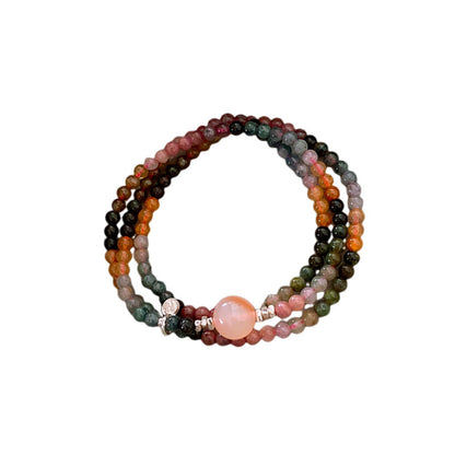 S925 Silver Tourmaline Stacking Bracelet, New Chinese Ancient Style Strings