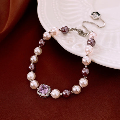 Square Zirconia Pearl Bracelet, Vintage Strings