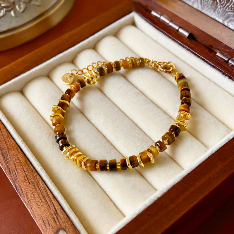 Murad Tiger's Eye Bracelet, Circle Irregular Bracelet, Vintage Bracelet