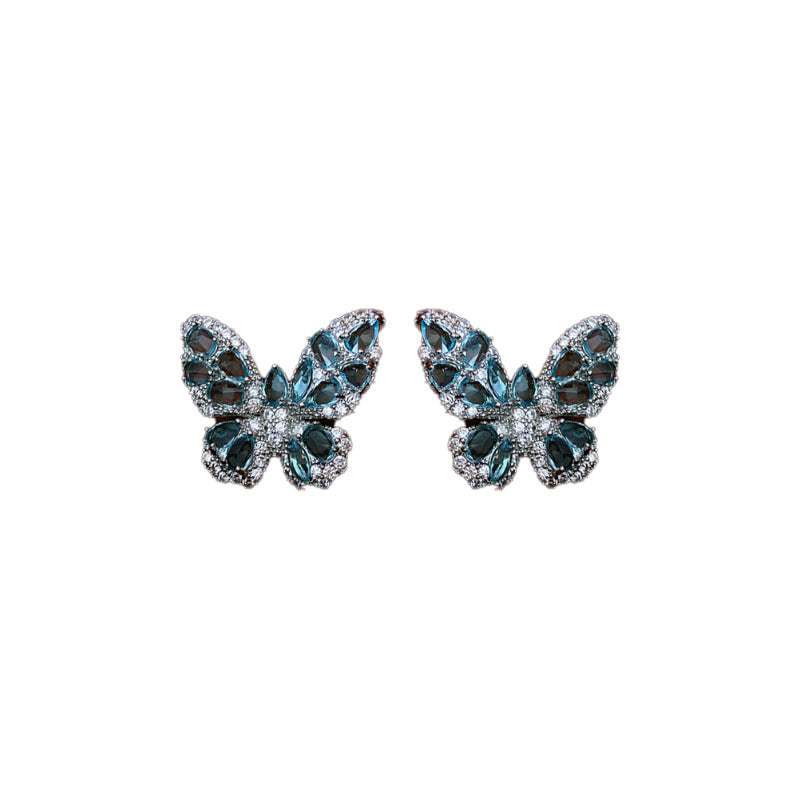 Zirconia Butterfly Earrings, Niche Design Earrings - Several Color Available