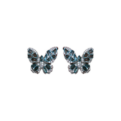 Zirconia Butterfly Earrings, Niche Design Earrings - Several Color Available