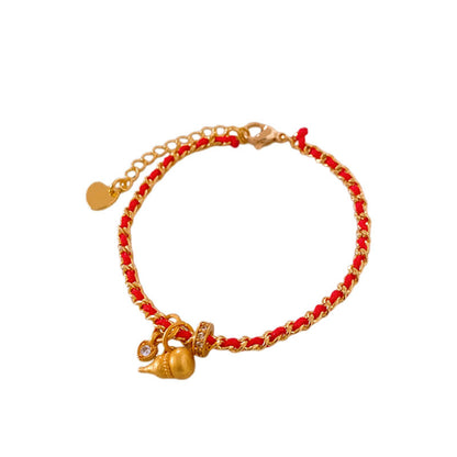 Genuine Gold Plated Bracelet, Zirconia Heart Gourd Bracelet