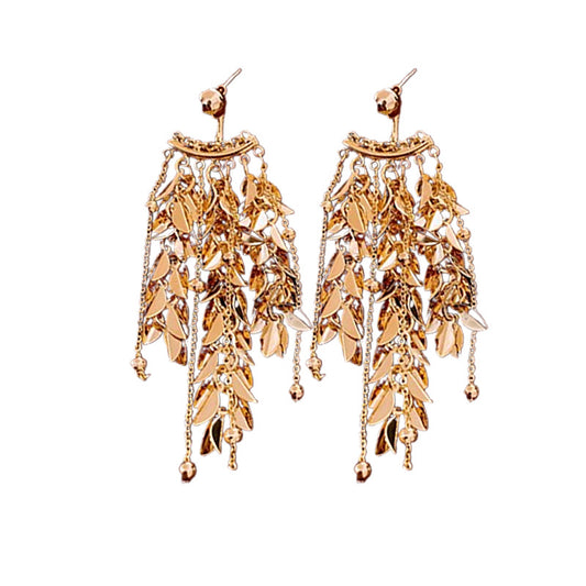 Genuine Gold Plated Silver Pin Earrings, Wheat Tassel Earrings