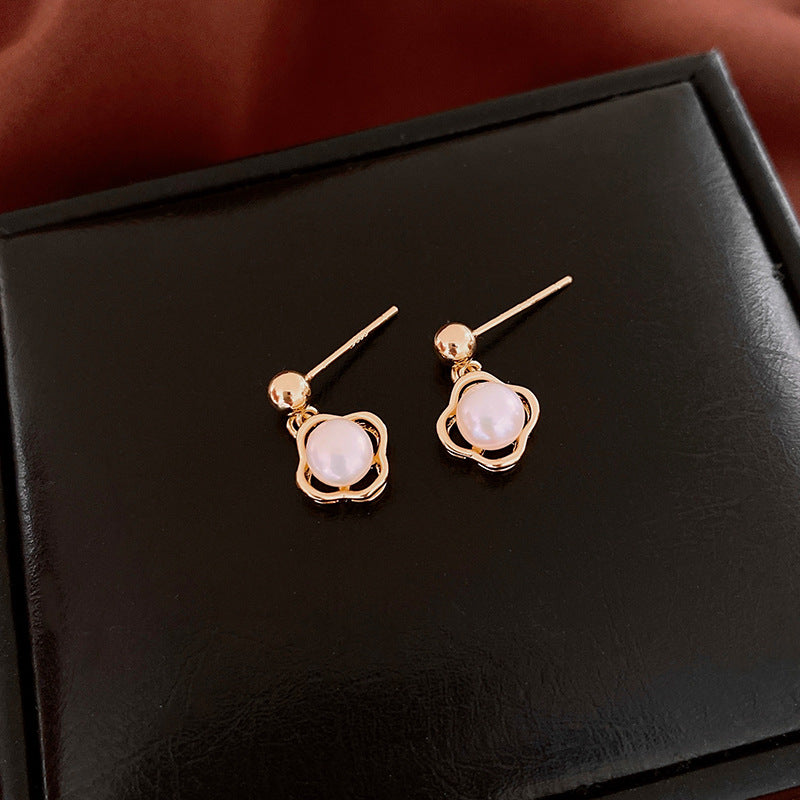 Genuine Gold Plated Silver Pin Earrings, Freshwater Pearl Earrings