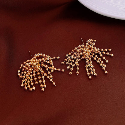 Genuine Gold Plated Silver Pin Earrings, Firework Tassel Earrings