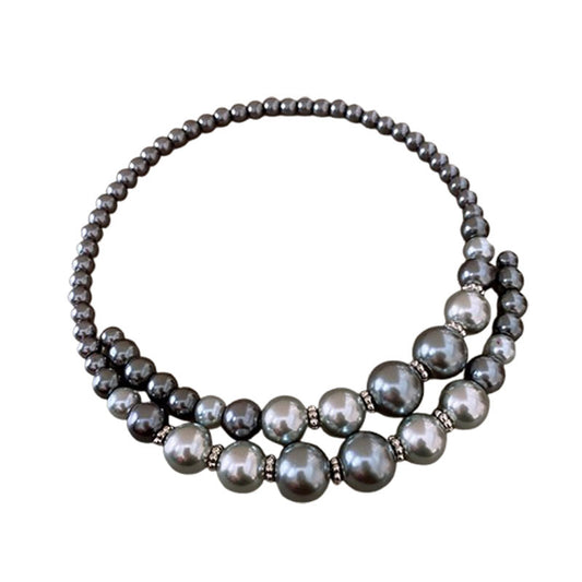 French Vintage Round Ball Clashing Pearl Necklace, Open Round Ball Necklace