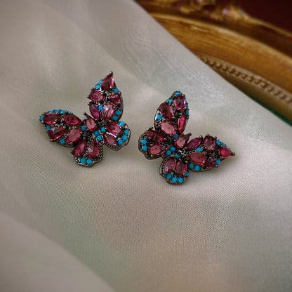 Zirconia Butterfly Earrings, Niche Design Earrings - Several Color Available