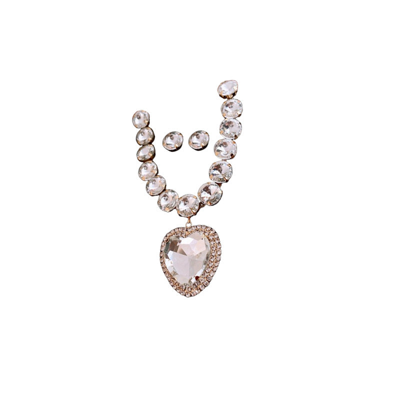 Love Diamond Necklace, Love Collarbone Chain,Necklace Earring Set