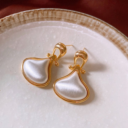 Genuine Gold Plated Silver Pin Earrings, Brushed Horseshoe Earrings