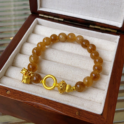 Zircon Citrine Flower Gourd Bracelet, New Chinese Style Country Style Hundred Strings Fashion High-class Feeling Hand Jewelry Wholesale Female