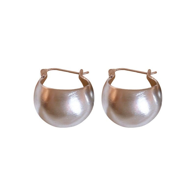 Oval U-Shaped Basket Earrings, Brushed Niche Earrings, Cool Style Earrings