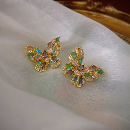 Zirconia Butterfly Earrings, Niche Design Earrings - Several Color Available