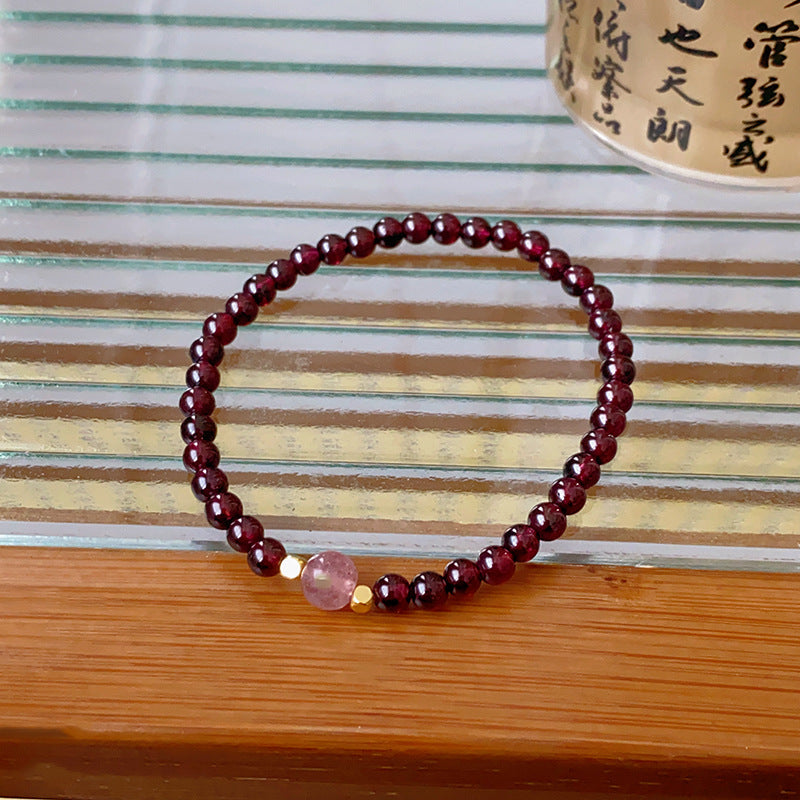 Garnet Strawberry Crystal Bracelet, National Style Bracelet