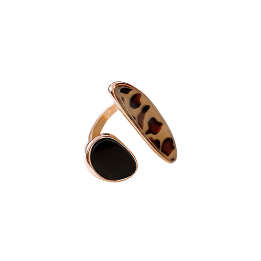 Oil Dripping Leopard Print Open Ring, Vintage Temperament Index Finger Ring