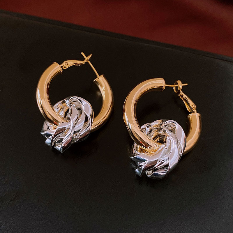 Genuine Gold Plated Silver Pin Earrings, Circle Earrings