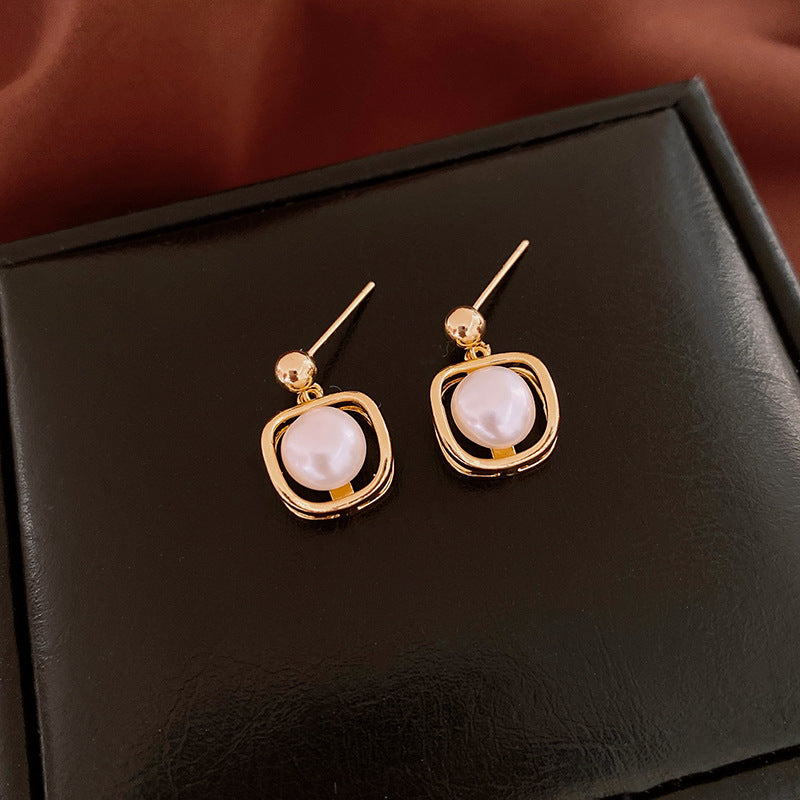 Genuine Gold Plated Silver Pin Earrings, Freshwater Pearl Earrings