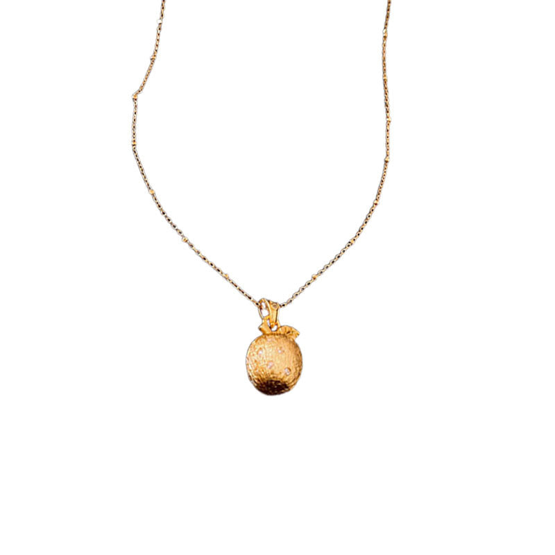 Genuine Gold Plated Necklace, Zirconia Apple Brushed Necklace