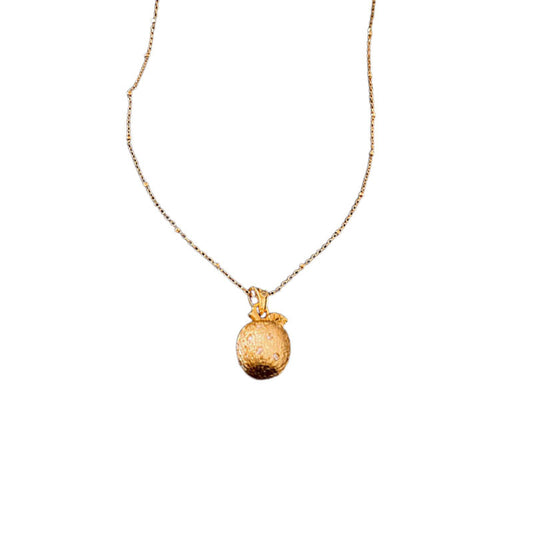 Genuine Gold Plated Necklace, Zirconia Apple Brushed Necklace