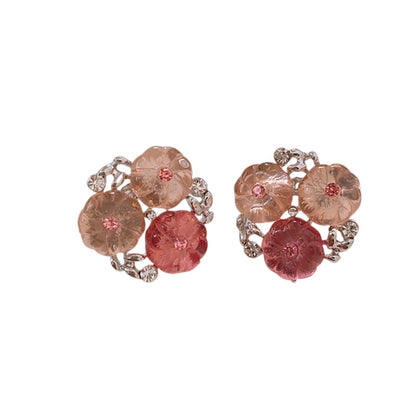 Jelly Color Flower Silver Pin Earrings