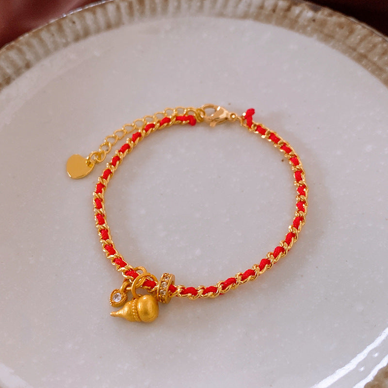 Genuine Gold Plated Bracelet, Zirconia Heart Gourd Bracelet