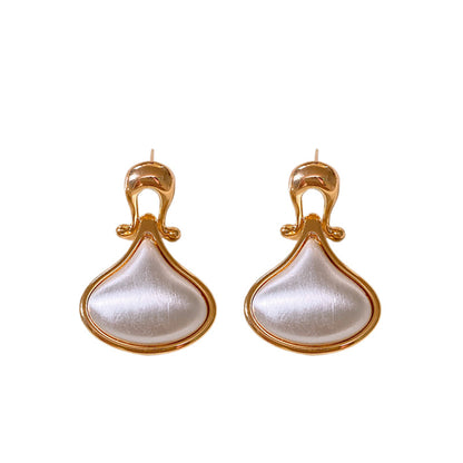 Genuine Gold Plated Silver Pin Earrings, Brushed Horseshoe Earrings