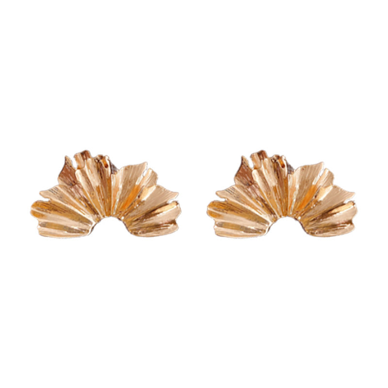 Metallic Style Pleated Flower Earrings, Scalloped Earrings, Chilled Out Niche Earrings