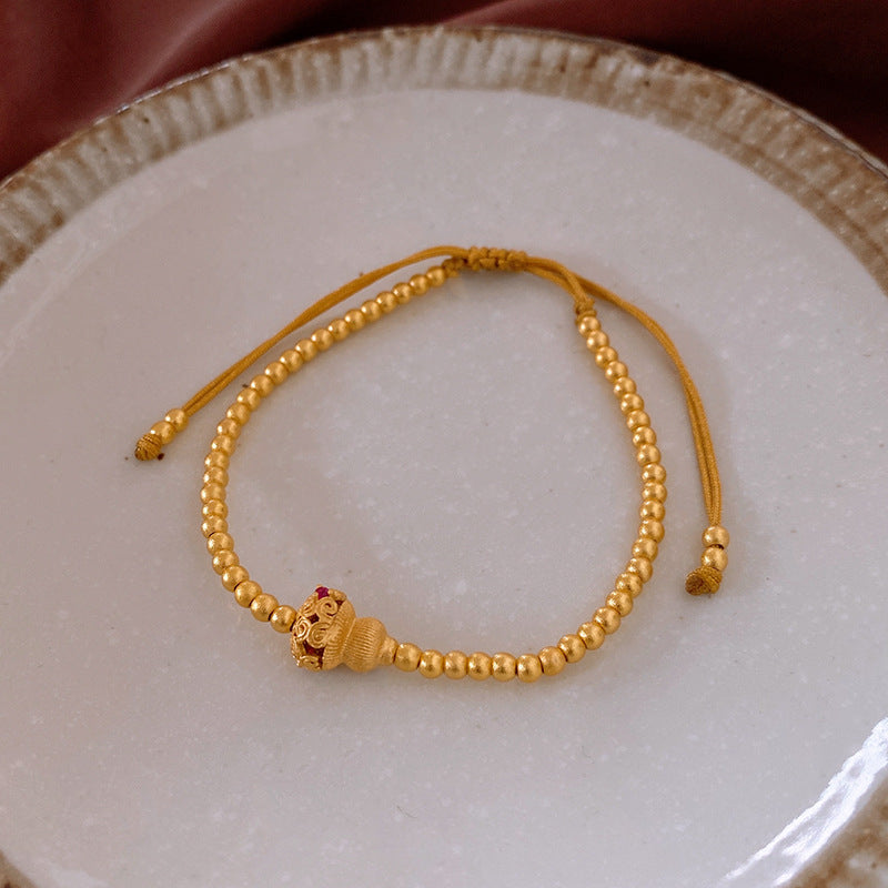 Genuine Gold Plated Bracelet, Zirconia Heart Gourd Bracelet