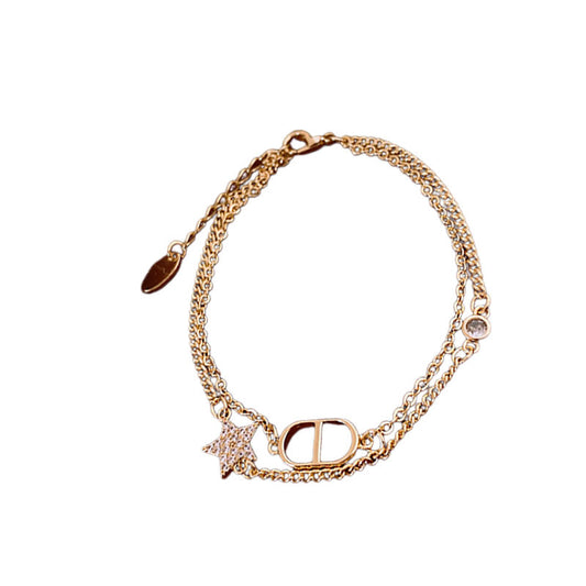 Zirconia Star Oval Pig Nose Double Bracelet